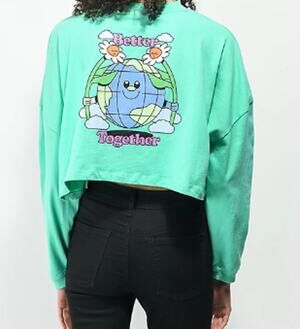 A.LAB Gayle Better Together Green Cropped T-Shirt sz M